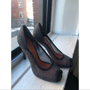 Peep toe sparkly black see-through heels